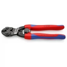 Болторез компактный KNIPEX KN-7122200, с пружиной, голова 20°, рез: мягкая проволока Ø 6 мм, проволока средней твёрдости Ø 5.2 мм, твёрдая проволока Ø 4 мм, рояльная струна (HRC 59) Ø 3.6 мм, L-200 мм, чёрный, 2-компонентные рукоятки