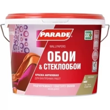 Краска интерьерная Parade W110 Обои&Стеклообои 5л, база А белый