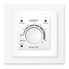 Терморегулятор Caleo 420 белый с адаптерами, встраиваемый аналоговый, 3,5 кВт