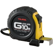 G5PA0MT Рулетка TAJIMA G LOCK 10м/25мм,ударопрочная,обрезин.корпус, двухсторонняя лента