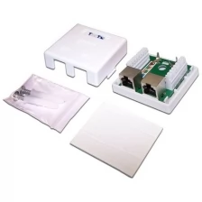 Компьютерная розетка настенная TWT TWT-SM2-4545/S-WH 2 порта RJ-45 категории 5е, STP, белая